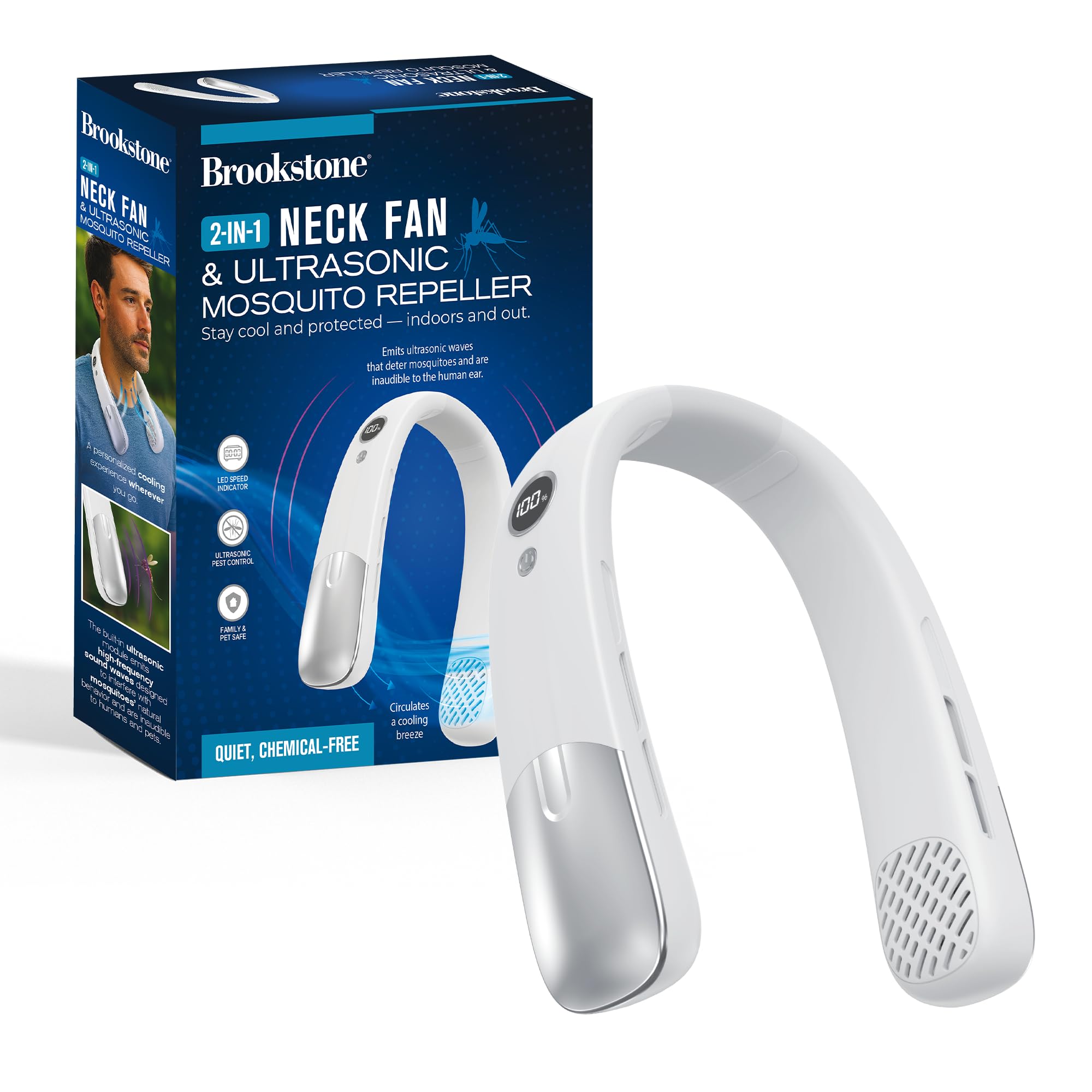 Amazon.com: Brookstone Neck Fan, White, Hands-Free Personal